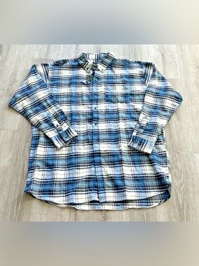 Jackson Hole Flannel Shirt Mens 4XL Blue White Plaid Long Sleeve Button Soft NEW